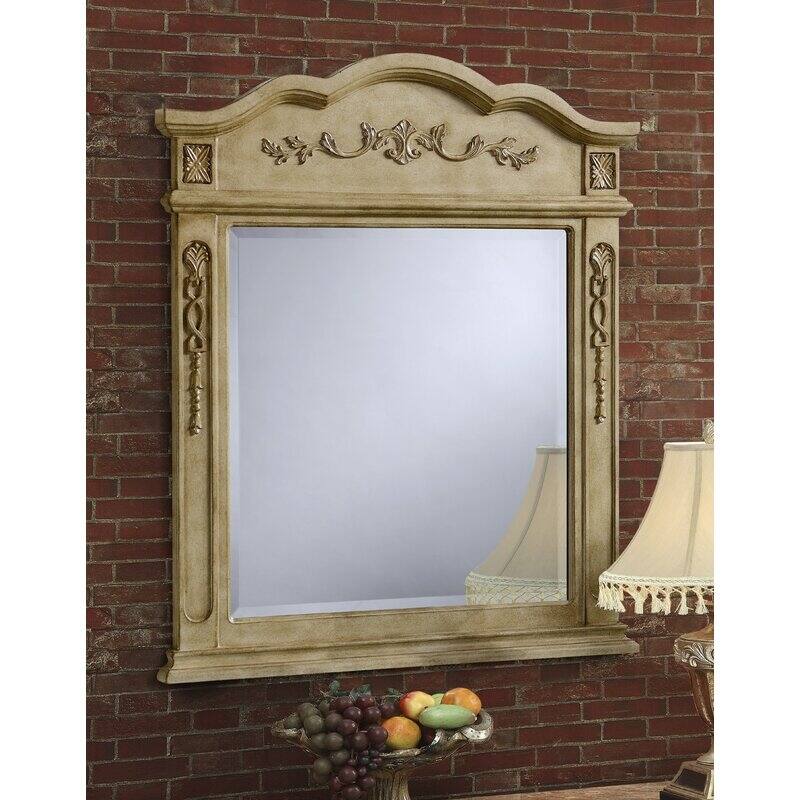 Traditional Vanity Wall Mirror 32" W x 38" H - Light Brown