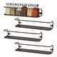 preview thumbnail 4 of 2, Wall-mount Metal Spice Racks with Guard Rail, Set of 4 - Brown