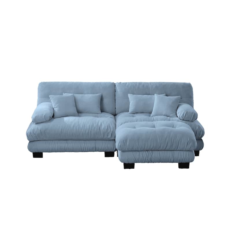 Cloud Couch Sectional Sofa for Living Room, Chenille 2 Seater Sofa with 2 Lumbar pillows and 2 throw pillows