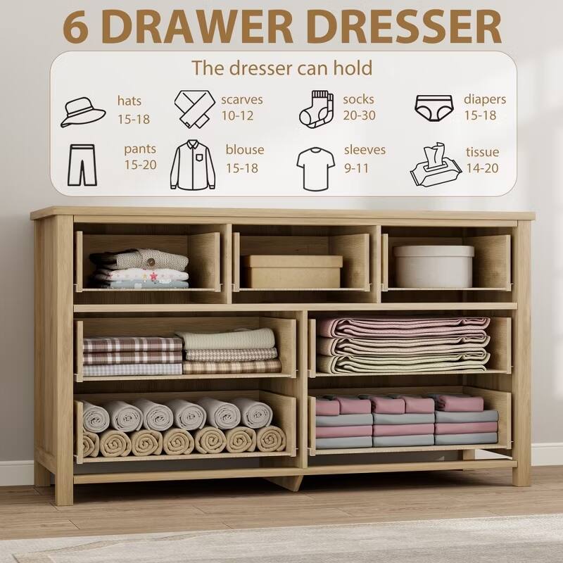 3/6/7 Drawer Rattan Dresser for Bedroom, Tall Freestanding Boho Chest of Drawers