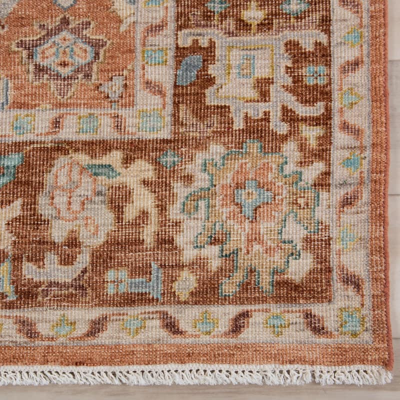 Alora Decor Traditional Hand-knotted Bordered Orange Rug
