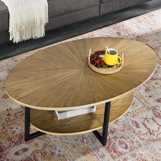 Oval Coffee Tables with Storage Shelf for Living Room, Oval Wood Coffee Table - Bed Bath ...