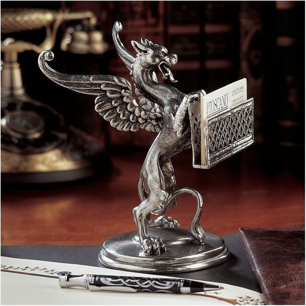 Design Toscano Gryphon Solid Pewter Card Holder
