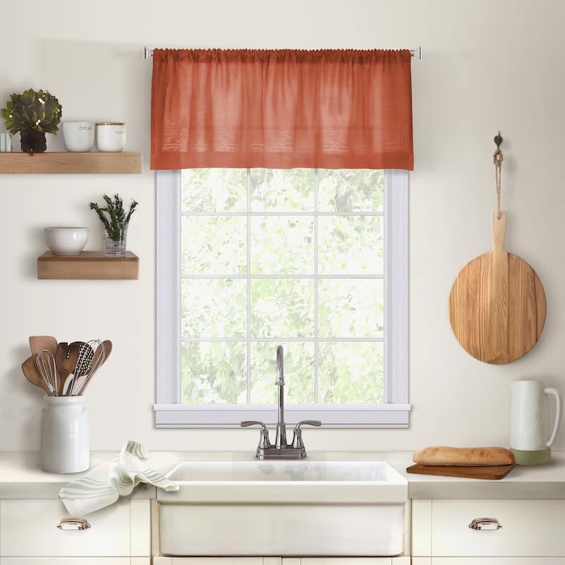 Elrene Cameron Linen Kitchen Curtain Window Valance - 60" w x 15" l - 60" w x 15" l