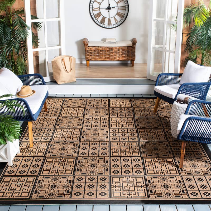 SAFAVIEH Courtyard Jacklyn Geometric Block Indoor/ Outdoor Area Rug