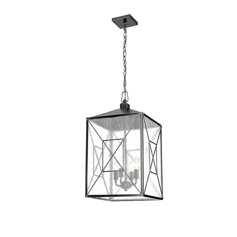 Millennium Lighting Devens 2 Light Outdoor Hanging Lantern in Powder Coated Bronze with Clear Seeded Glass Shades
