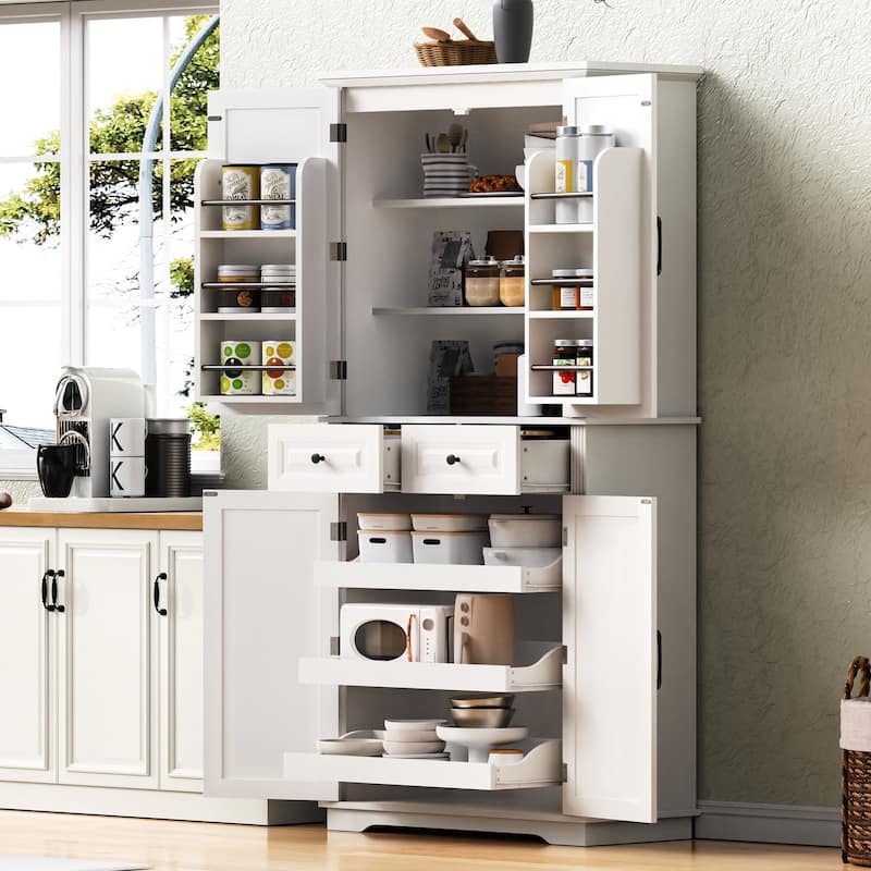 Tall Kitchen Pantry Cabinet,Freestanding Cupboard for Kitchen,Dining Room Brown - N/A