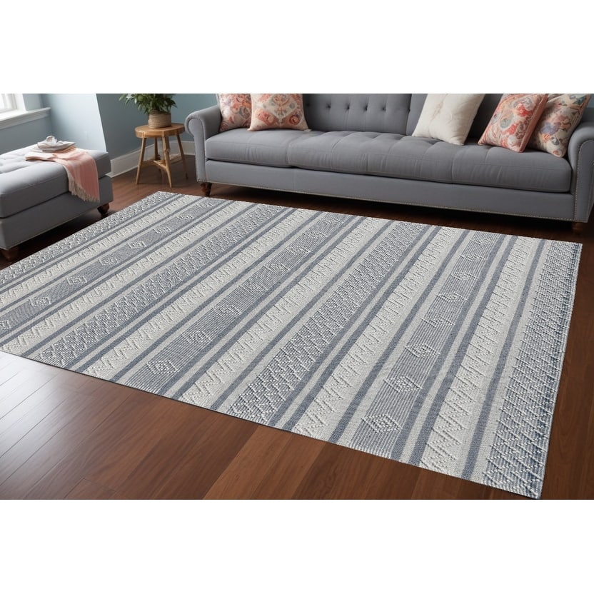 Cozid Geometric Modern Woven Low Pile Area Rug By HomeRoots - 8' X 10'