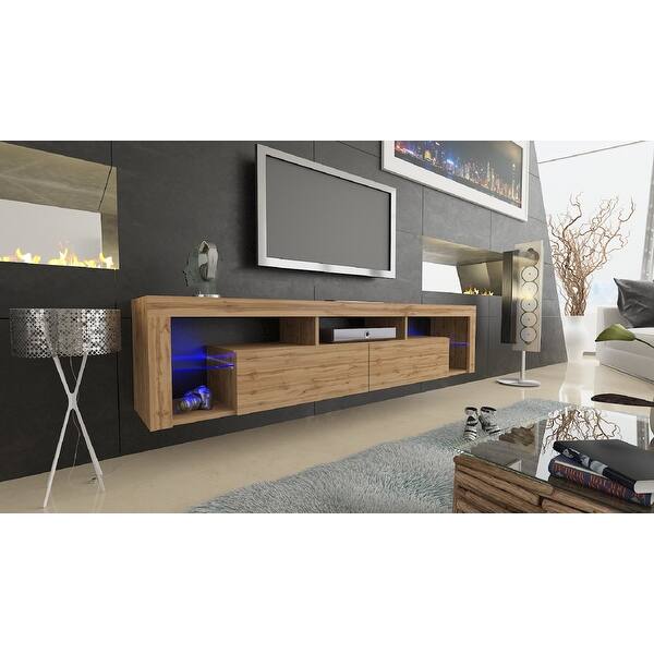 Milano 0 Wall Mounted Floating 79 Tv Stand With 16 Color Leds On Sale Overstock Oak Milano 0 Wall Mounted Floating 79 Tv Stand With 16 Color Leds On Sale Overstock Oak