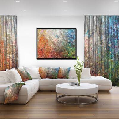 Designart "Board Stained Abstract Art" Abstract Framed Canvas Art Print