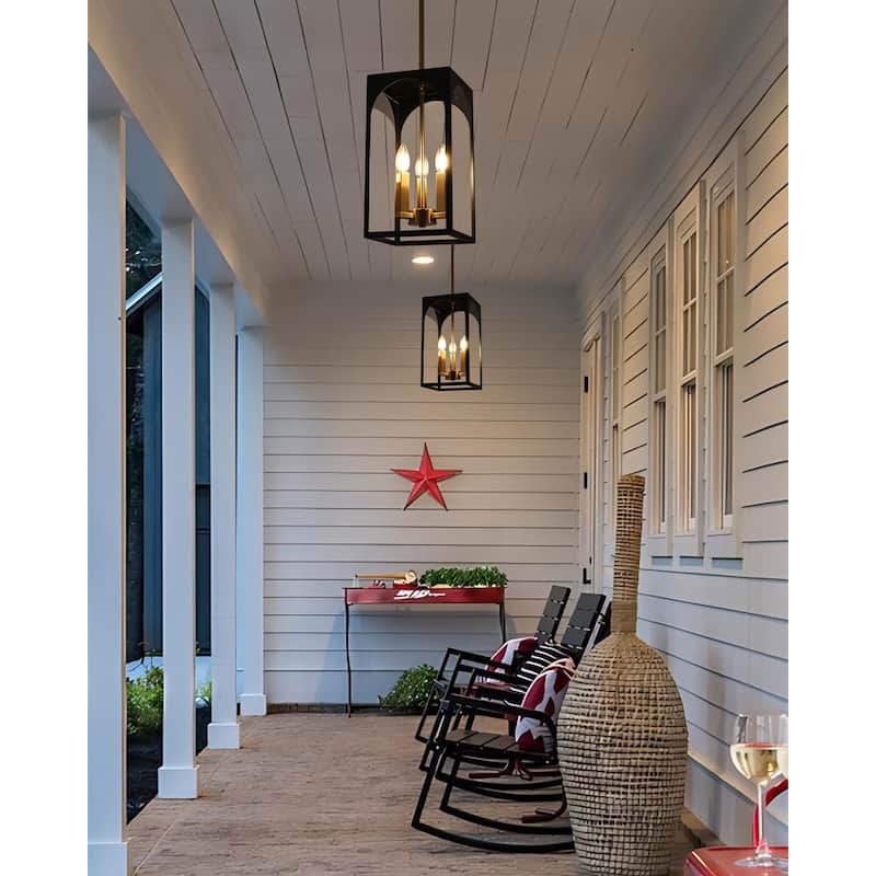 3-Light Large Outdoor Pendant Light Fixtures, Exterior Hanging Lantern Porch Light Adjustable, Hanging Lamp