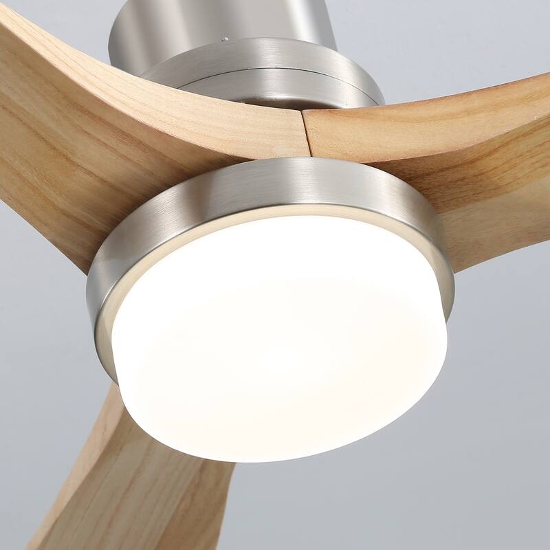 Sofucor 52" Indoor Wood Ceiling Fan Light with Remote, Integrated Light Optional