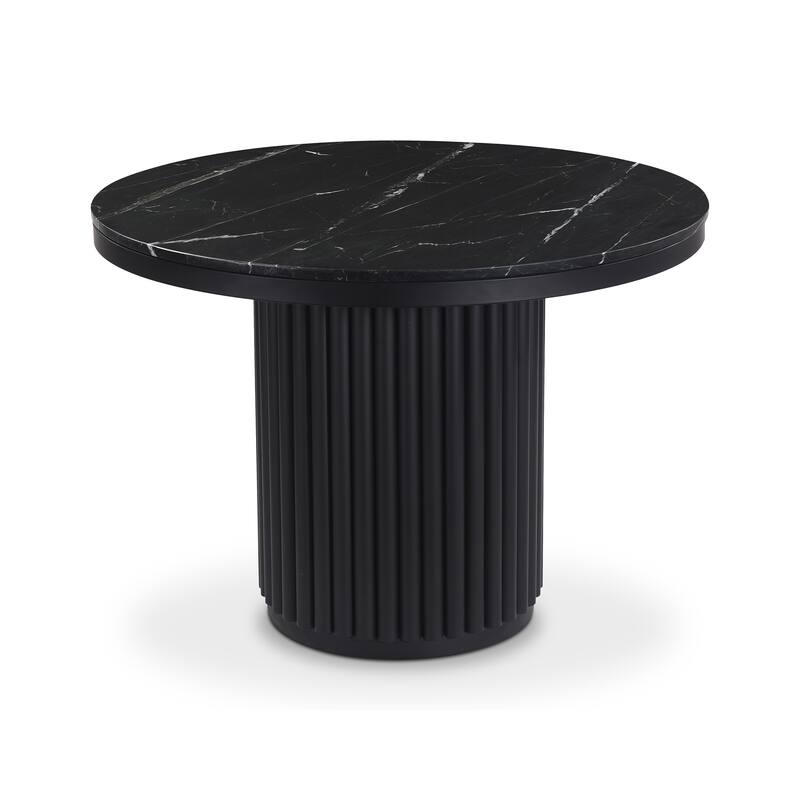 Aurelle Home Modern Round Marble Top Dining Table - Black