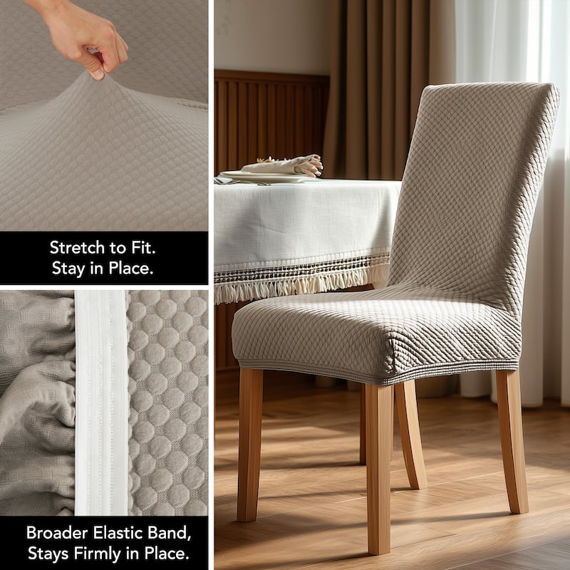 Deconovo Stretch Jacquard Dining Chair Covers Set of 2 - 18x18x24 Inch