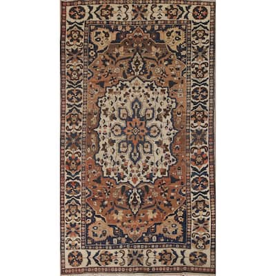 Floral Bakhtiari Persian Vintage Rug Handmade Traditional Wool Carpet - 5'5"x 9'11"