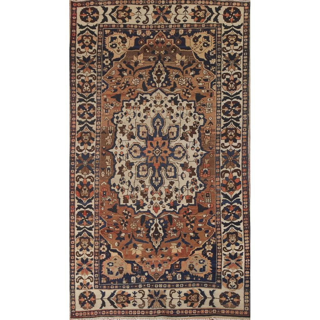 Floral Bakhtiari Persian Vintage Rug Handmade Traditional Wool Carpet - 5'5"x 9'11"