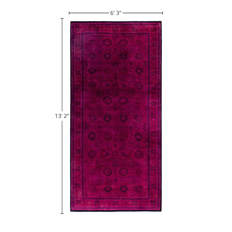 Overdyed One-of-a-Kind Hand-Knotted Area Rug - Purple - 6' 3" x 13' 2"