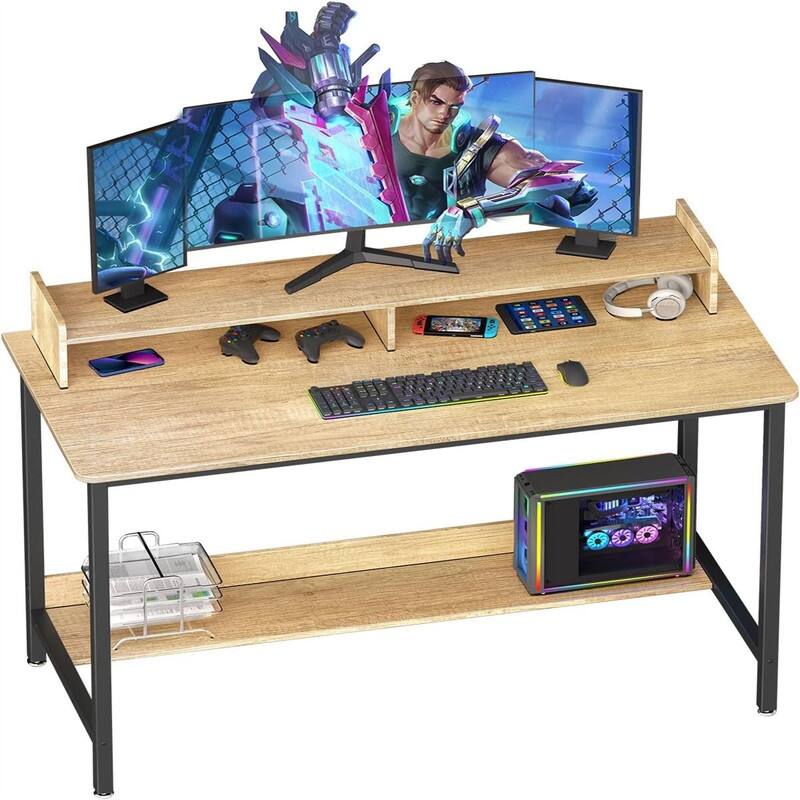 Computer Desk with Shelves - Beech