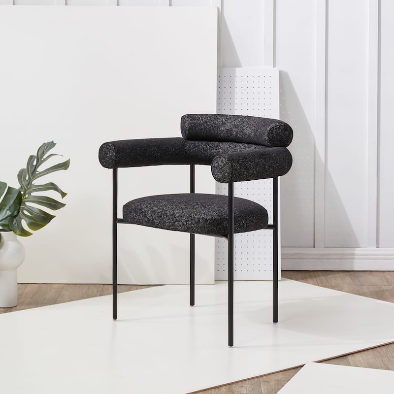 SAFAVIEH Couture Frouwe Curved Back Dining Chair (Fully Assembled) - 26Wx21Dx30H - Black/White