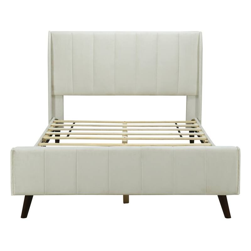 Full Upholstered Platform Bed in Velvet with Elegant Tufted Headboard, Support for 700lbs, and Open Underbed Storage