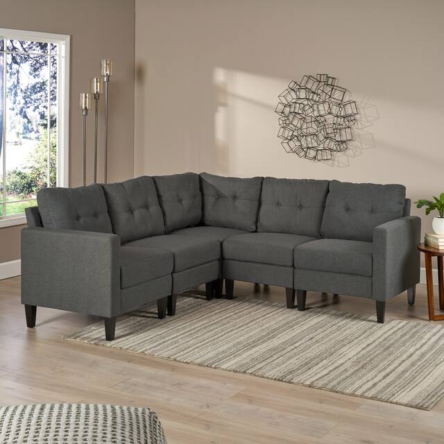 Emmie Mid-century Modern 5-piece Sectional Sofa Set by Christopher Knight Home - Grey