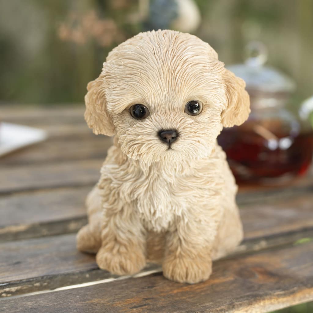 SoReal Brown Labradoodle Decorative Puppy Figurine for Home & Garden Décor, Handpainted Polyresin Dog Statue