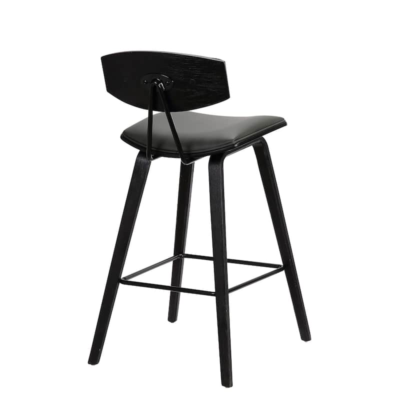 Faux Leather Saddle Bar Stool with Iron Frame and Low Back Support - 19” x 16” x 38” (D x W x H)