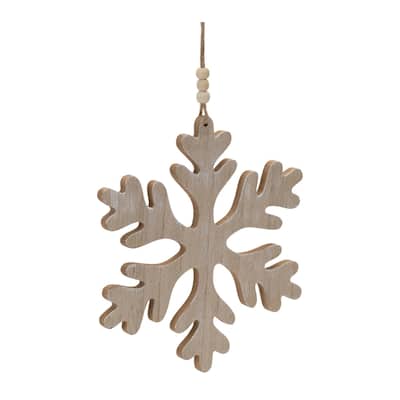 Wooden Snowflake Christmas Ornaments - 8" - Brown - 12ct