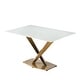preview thumbnail 72 of 75, Voren Modern Rectangular Dining Table, Sintered Stone/Tempered Glass Top & Stainless Steel Gold Finish Pedestal Base