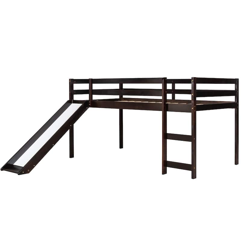 Twin Size Solid Wood Loft Bed with Slide