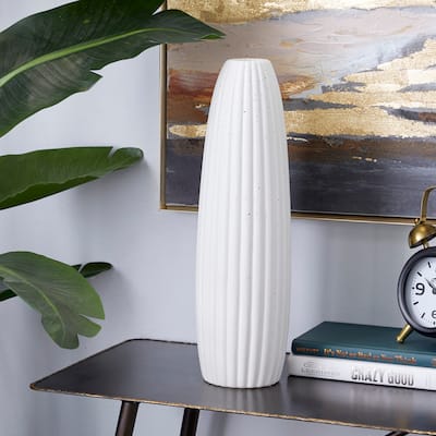 White Ceramic Contemporary Vase 18 x 5 x 5 - 5 x 5 x 18