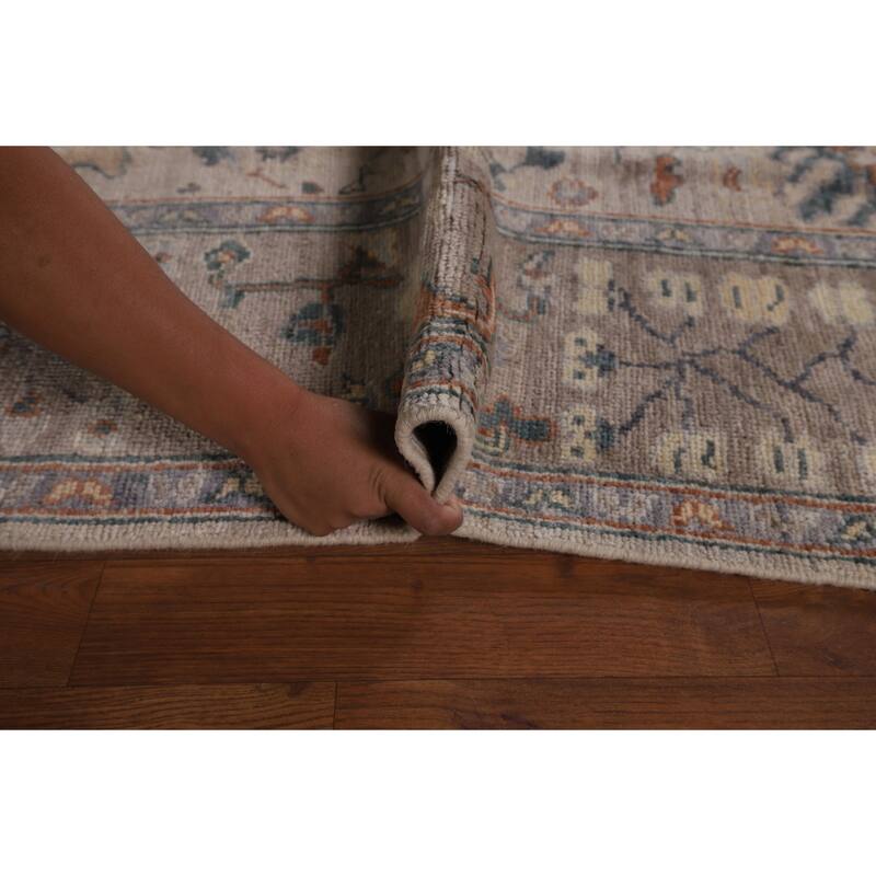 Vegetable Dye Oushak Turkish Area Rug Handmade Geometric Wool Carpet - 6'0"x 8'9"