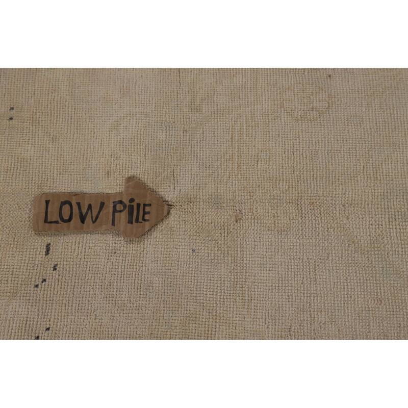 Distressed Tabriz Persian Vintage Rug Handmade Beige Wool Carpet - 8'0" x 11'6"