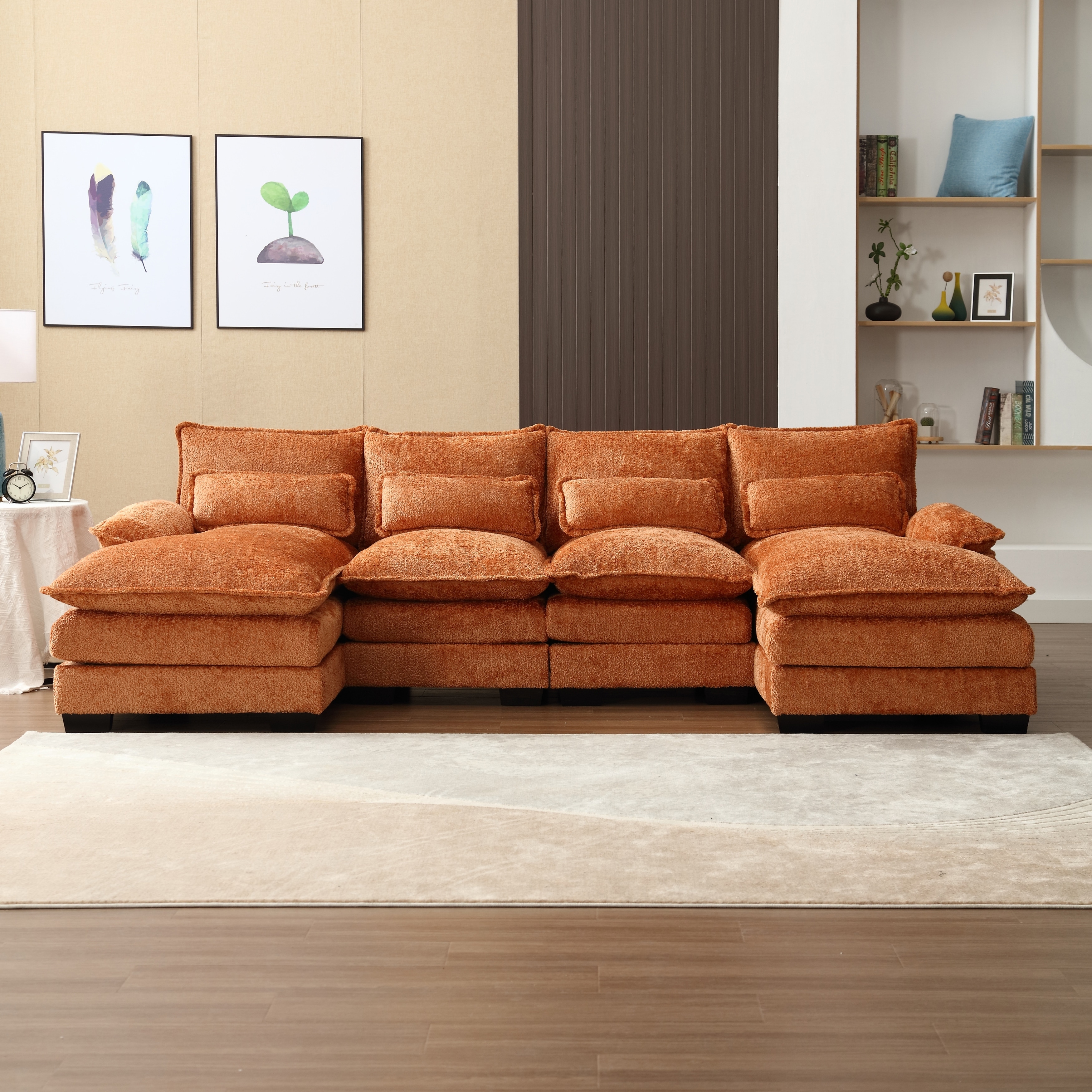 Burnt orange top sectional sofa