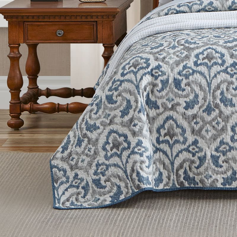 Tommy Bahama Cape Verde Grey Cotton Reversible Quilt Set