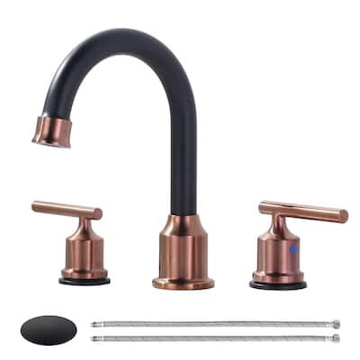 WOWOW 8 in. Widespread Double-Handle Bathroom Faucet with Drain Kit