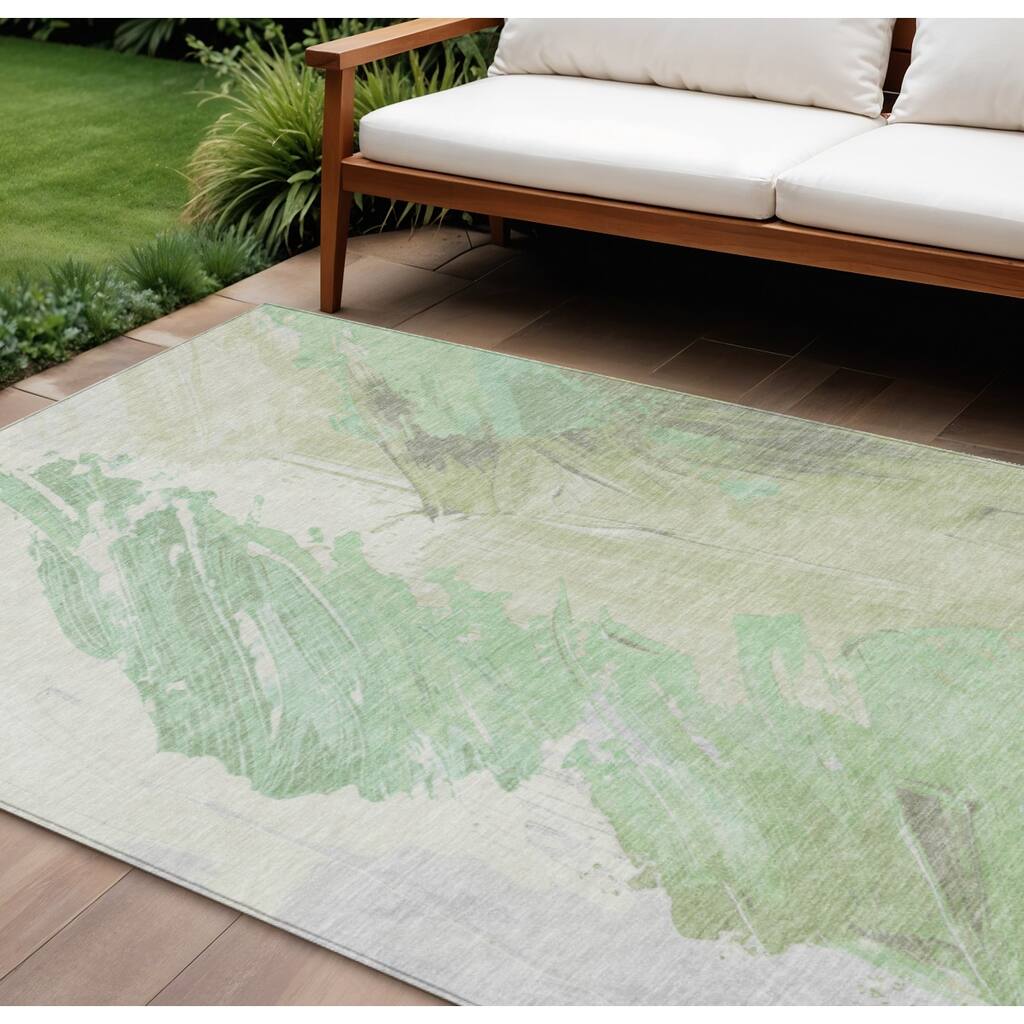 HomeRoots Abstract Transitional Rectangle Outdoor Rug