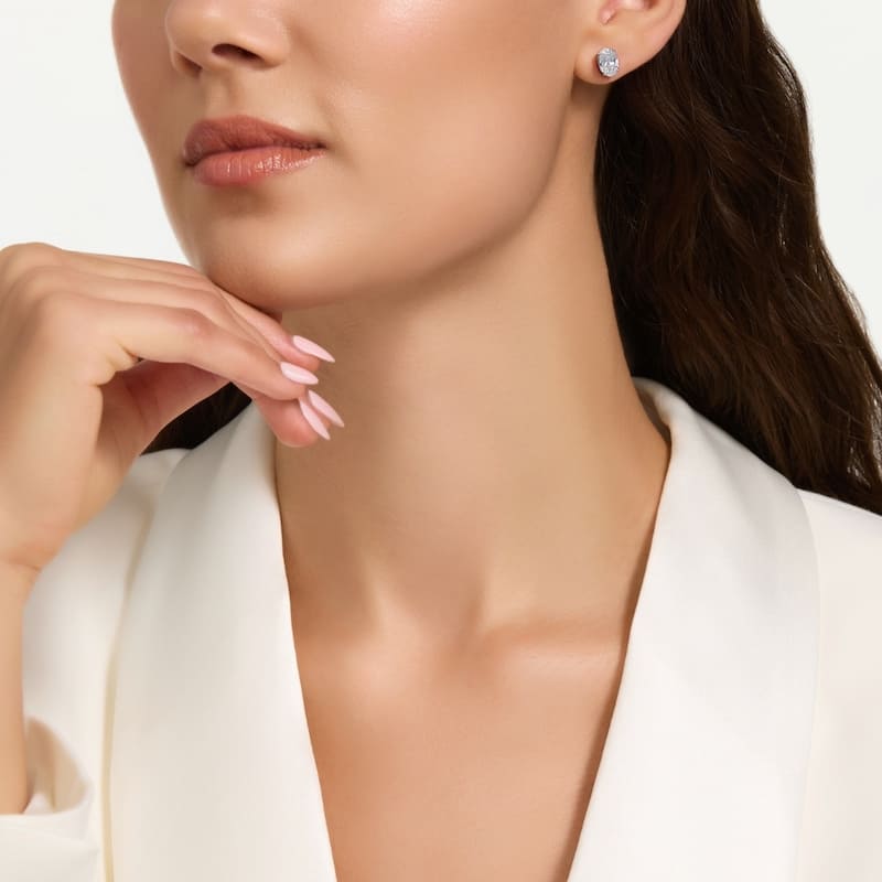 Bliss Diamond 2 Ct Lab Grown Oval Diamond Studs White Gold Earrings