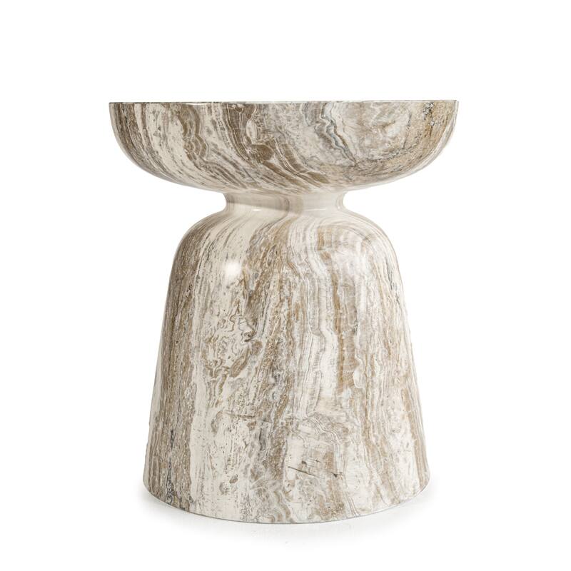 Grover Outdoor Faux Stone Goblet Side Table