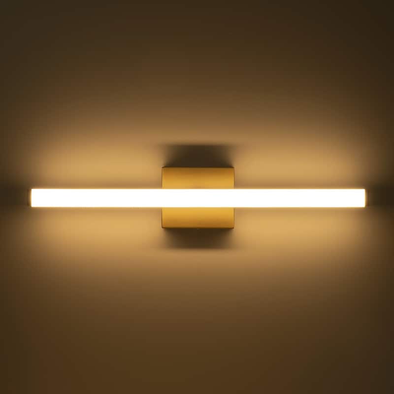 23.6 in. 1-Light Modern Black/Gold Linear Bathroom Vanity Light over Mirror Integrated LED Wall Light