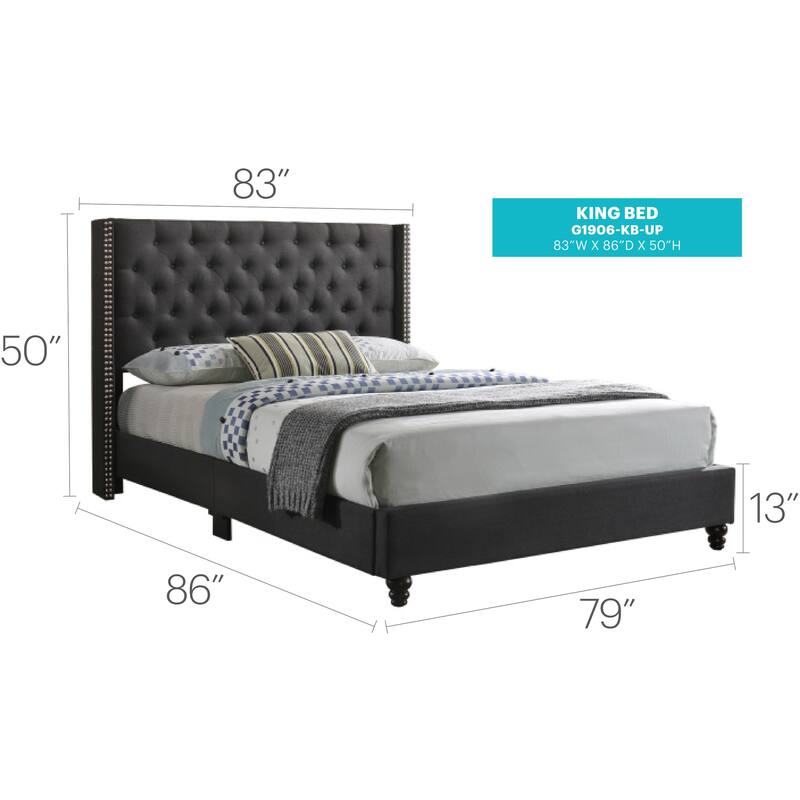 Julie Tufted Upholstered Low Profile King Panel Bed
