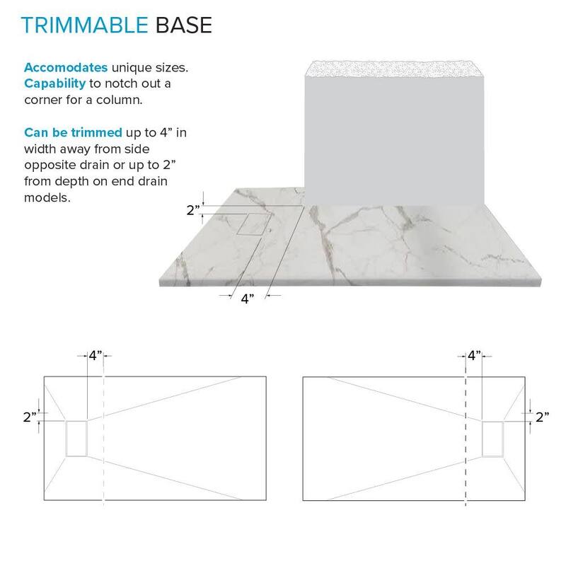 Transolid FZSP6032 59-1/8" x 31-1/2" Rectangular Shower Base with
