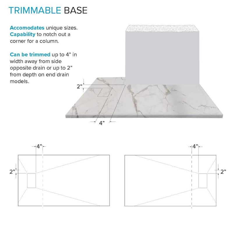 Transolid FZSP6036 59-1/8" x 35-1/2" Rectangular Shower Base with