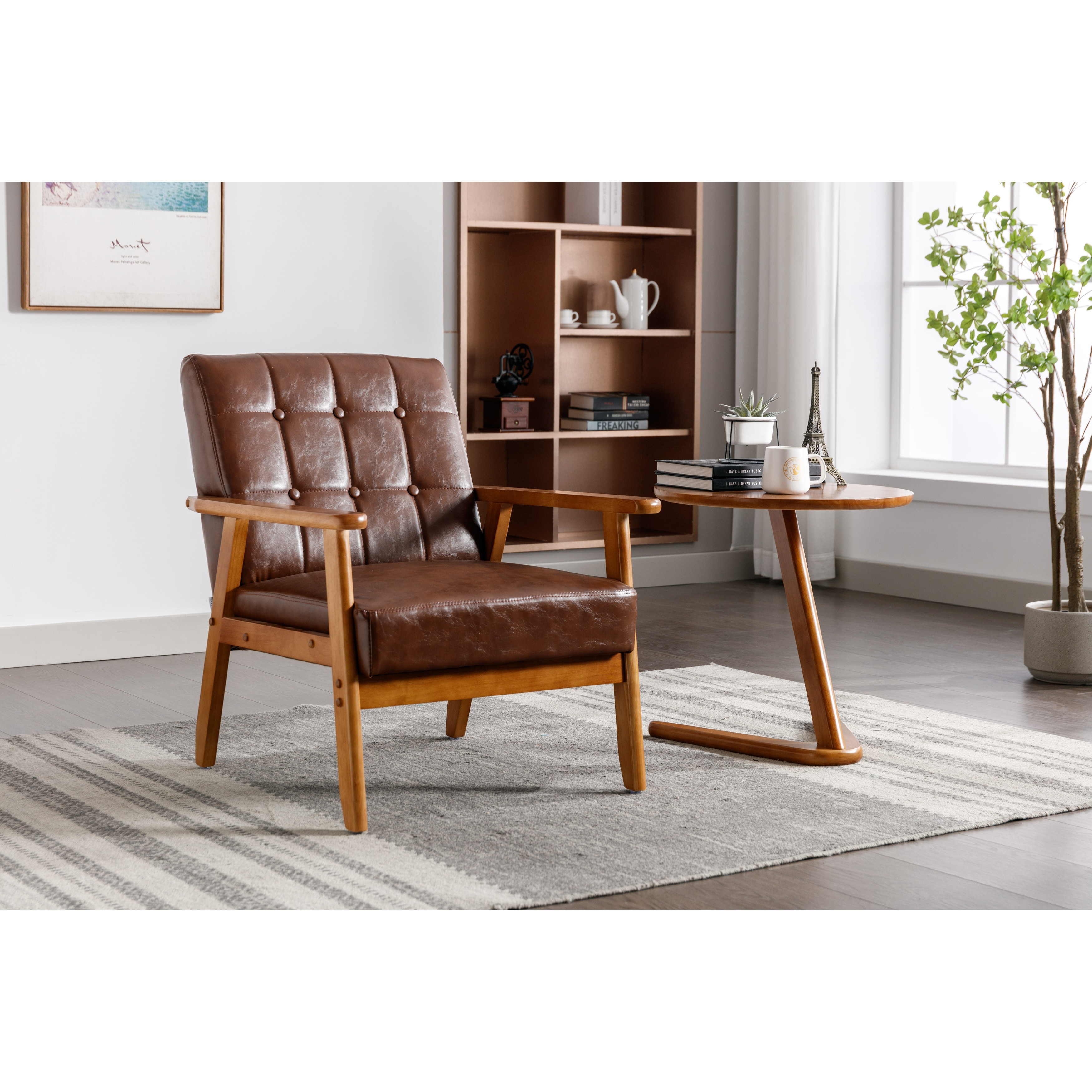 Leather accent sales chairs modern