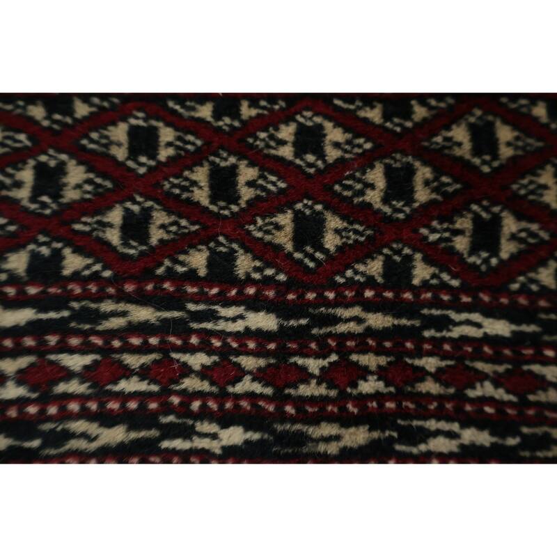 Hand Knotted Oriental 100% Wool Carpet Traditional Geometric Red Bokhara Area Rug - 5' 8'' X 4' 1''