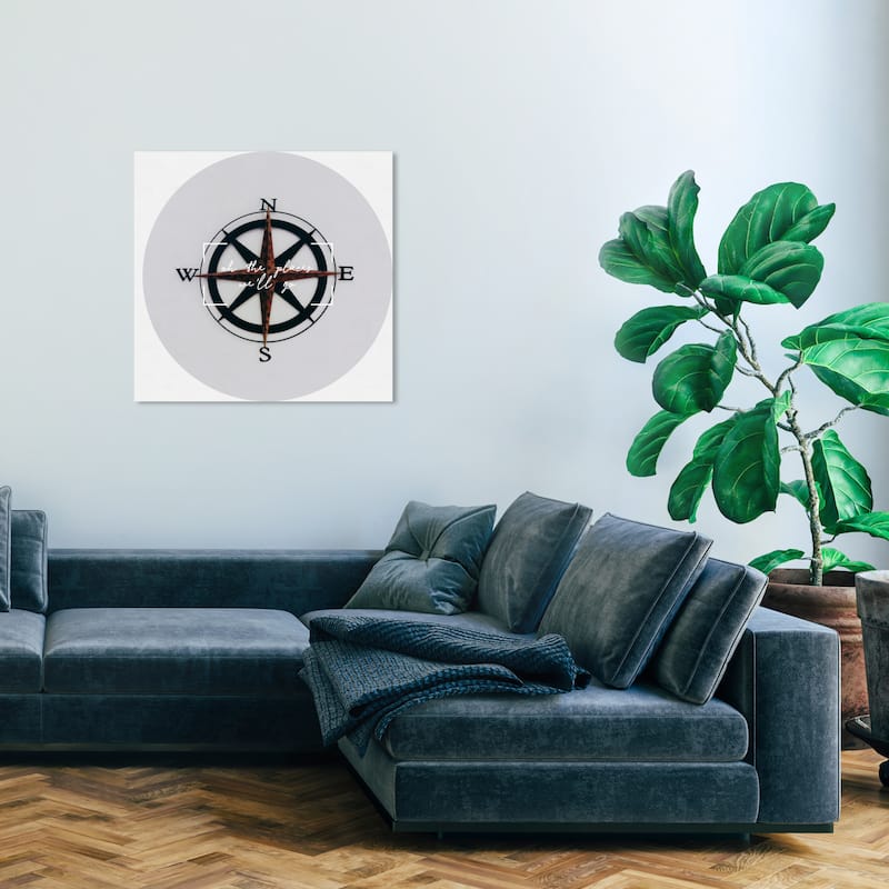 Wynwood Studio Prints Nautical and Coastal Compass White and Nautical & Coastal Wall Art Canvas Print - 30 x 30