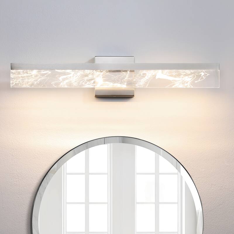 LED Bathroom Vanity Light 24/32/39 inch Dimmable Metal Wall Sconce - Black/Warm White Light