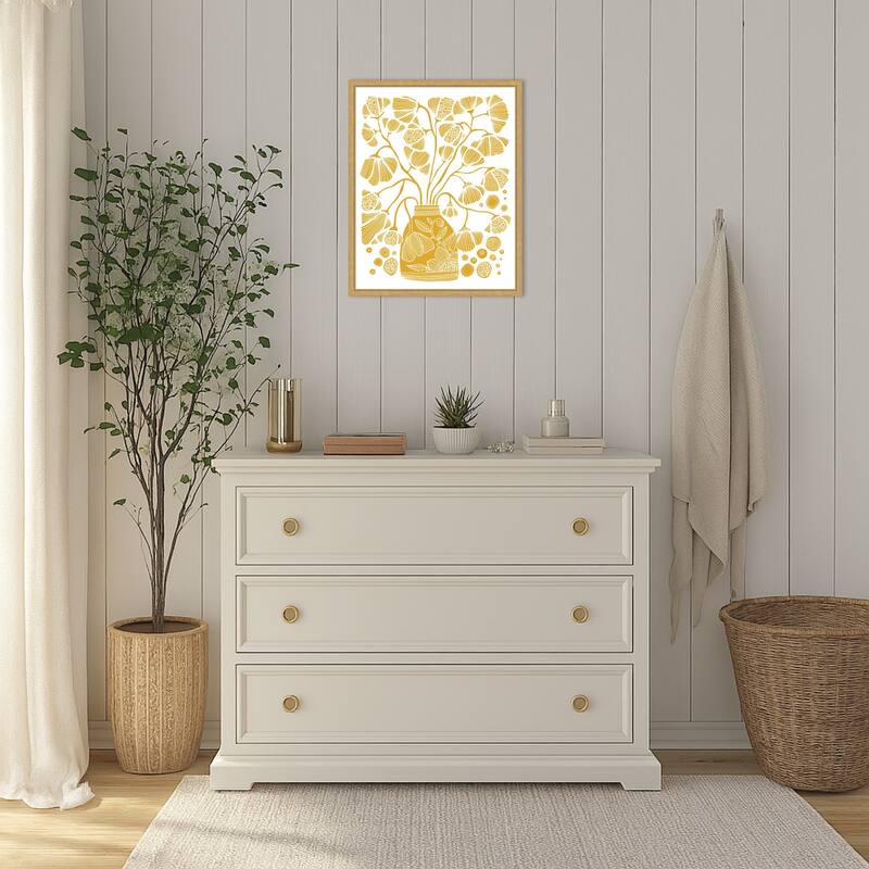 Bloom Block Yellow by Valentina Harper Framed Canvas Wall Art Print