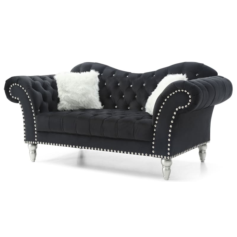 Wilshire Velvet Tufted Loveseat - Black