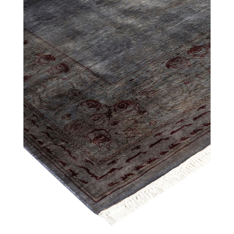 Overton Hand Knotted Wool Vintage Inspired Modern Contemporary Overdyed Gray Area Rug - 6' 2" x 9' 3"